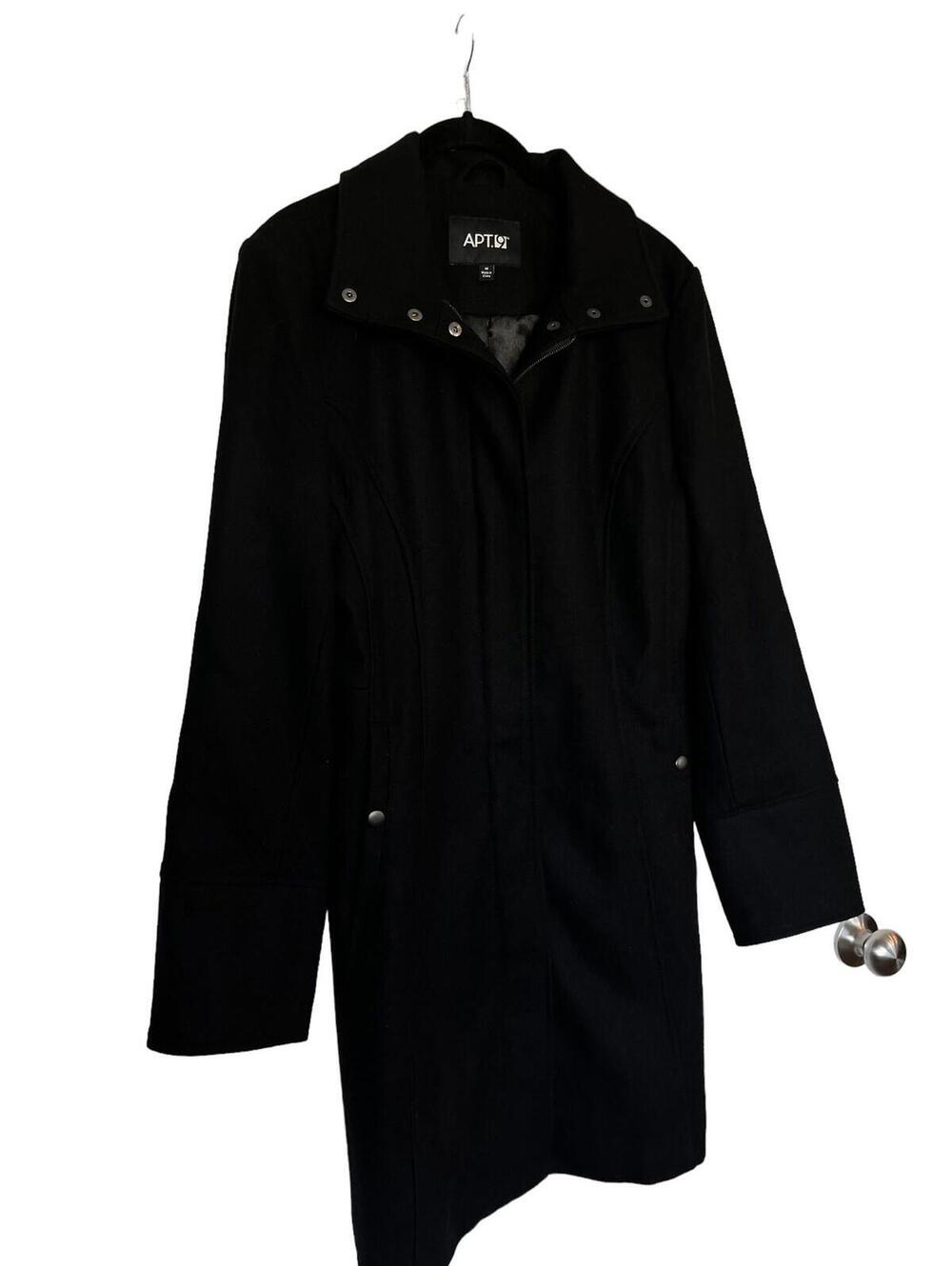 Wool Blend Coat Mid length Womens Size Medium APT 9 Black Lined